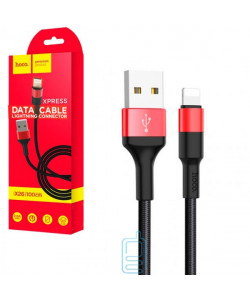 USB кабель HOCO X26 "Xpress" lightning 1m чорно-червоний