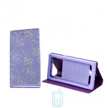 Универсальный чехол-книжка стразы без окна 3.5-3.7″ 6#-XS фиолетовый