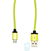 USB - Micro USB кабель UCA-424 металл-ткань 1m салатовый