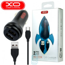 Автомобільний зарядний пристрій XO CC08 2USB 2.4A Type-C black