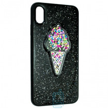 Чехол силиконовый Ice cream Apple iPhone X, XS черный