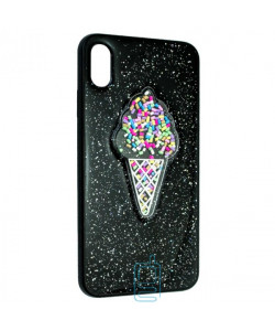 Чехол силиконовый Ice cream Apple iPhone X, XS черный