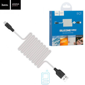 USB кабель Hoco X21 ″Silicone″ micro USB 1m черно-белый