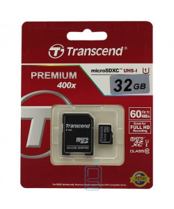 Карта памяти micro SD Transcend 32GB class 10 + SD adapter
