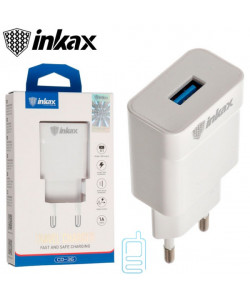 Мережевий зарядний пристрій inkax CD-36 1USB 1A white