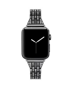 Ремешок металлический Apple Watch 44mm – Smart Buckle со Стразами (Черный)