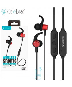 Bluetooth навушники з мікрофоном Celebrat A8 чорно-червоні