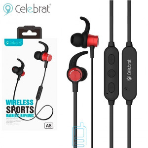 Bluetooth наушники с микрофоном Celebrat A8 черно-красные