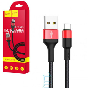 USB кабель HOCO X26 ″Xpress″ Type-C 1m черно-красный