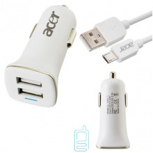 Автомобильное зарядное устройство Acer 2USB 3.1A micro-USB тех.пакет white