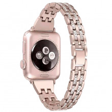 Ремешок металлический Apple Watch 44mm – Smart Buckle со Стразами (Золото)