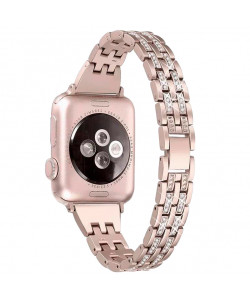 Ремінець металевий Apple Watch 44mm – Smart Buckle зі Стразами (Золото)