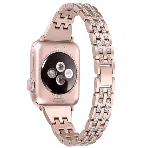 Ремешок металлический Apple Watch 42mm – Smart Buckle со Стразами (Золото)