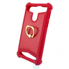 Универсальный чехол-накладка силикон-кожа с кольцом 4.0-4.5″ красный