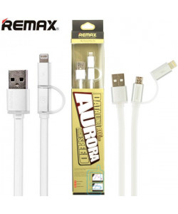 USB кабель Remax Aurora RC-020t 2in1 lightning-micro 1m сріблястий