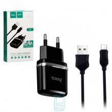 Мережевий зарядний пристрій HOCO C12 2USB 2.4A micro-USB black