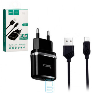 Мережевий зарядний пристрій HOCO C12 2USB 2.4A micro-USB black
