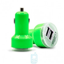 Автомобильное зарядное устройство Short 2USB 2.1A green