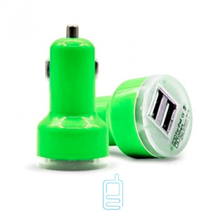 Автомобильное зарядное устройство Short 2USB 2.1A green