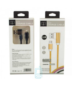 USB кабель Quick Charge 2.1A Elastic Apple Lightning 1L-образный 1m черный