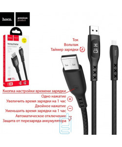 USB кабель Hoco S6 "Sentinel" micro USB з таймером і дисплеєм 1.2m чорний