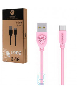 USB кабель Lenyes LC768 Type-C 1m рожевий