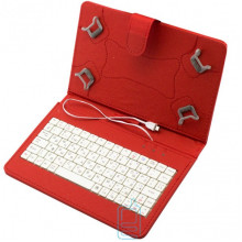 Чехол-клавиатура 7 дюймов Micro USB уголки-магнит красный