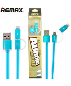 USB кабель Remax Aurora RC-020t 2in1 lightning-micro 1m синій