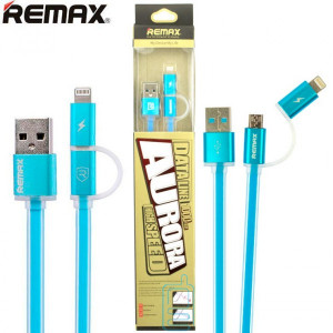 USB кабель Remax Aurora RC-020t 2in1 lightning-micro 1m синій