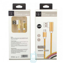 USB кабель Quick Charge 2.1A Elastic Apple Lightning 1L-образный 1m золотистый