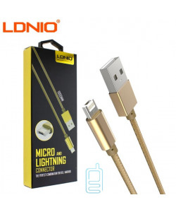 USB кабель LDNIO LC88 2in1 lightning-micro 1m золотистый