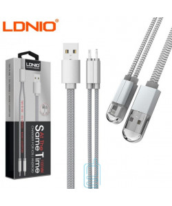 USB кабель LDNIO LC86 2in1 lightning-micro 1.1m сріблястий