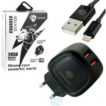 Мережевий зарядний пристрій Lenyes LCH019 2USB 2.4A lightning black