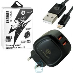 Мережевий зарядний пристрій Lenyes LCH019 2USB 2.4A lightning black