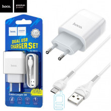 Мережевий зарядний пристрій Hoco C73A 2USB 2.4A micro-USB white