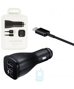Автомобільний зарядний пристрій Samsung S8 Fast charger 2USB 5V-2A 9V-1.67A Type-C пластик black