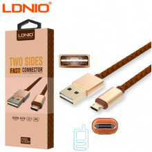USB кабель LDNIO LS25 micro USB 1.2m коричневый