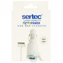 Автомобільний зарядний пристрій Sertec 2USB 2.1A Apple 30-pin white