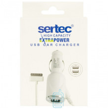 Автомобильное зарядное устройство Sertec 2USB 2.1A Apple 30-pin white