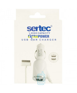 Автомобильное зарядное устройство Sertec 2USB 2.1A Apple 30-pin white