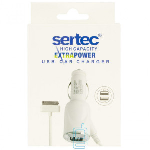 Автомобільний зарядний пристрій Sertec 2USB 2.1A Apple 30-pin white