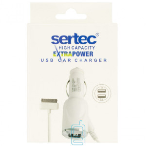 Автомобильное зарядное устройство Sertec 2USB 2.1A Apple 30-pin white