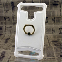Универсальный чехол-накладка силикон-кожа с кольцом 4.0-4.5″ белый