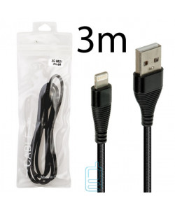 USB Кабель XG W631 3m Lightning тех.пакет чорний