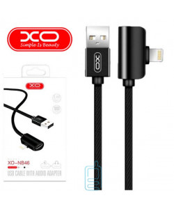 USB кабель XO NB46 2in1 Apple Lightning + Apple Earphone cable 1m чорний