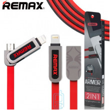 USB кабель Remax RC-067t 2in1 lightning-micro 1m червоно-чорний