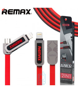 USB кабель Remax RC-067t 2in1 lightning-micro 1m червоно-чорний