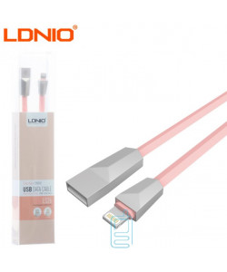USB кабель LDNIO LS26 lightning 1m рожевий