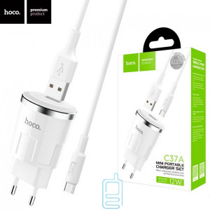 Мережевий зарядний пристрій Hoco C37A 1USB 2.4A micro-USB white