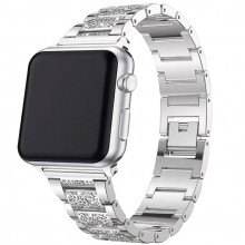 Ремешок металлический Apple Watch 40mm – 1 Bead Metal Line со Стразами (стальной)